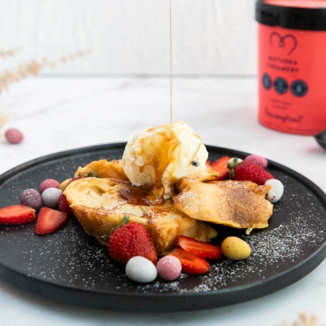 Cardamom French Toast with Passionfruit Icecream & Berries
